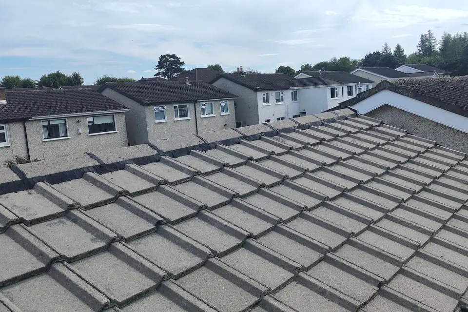 Finished concrete tile roof